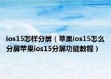 ios15怎样分屏（苹果ios15怎么分屏苹果ios15分屏功能教程）