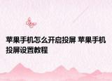苹果手机怎么开启投屏 苹果手机投屏设置教程