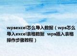 wpsexcel怎么导入数据（wps怎么导入excel表格数据  wps插入表格操作步骤教程）