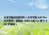小米平板6百度百科（小米平板 6/6 Pro 正式发布：首销价 1899 元起 11 英寸 2.8K 护眼屏）