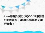 iqoo充电多少瓦（iQOO 12系列部分配置曝光：5000mAh电池 200W充电）