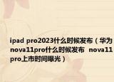 ipad pro2023什么时候发布（华为nova11pro什么时候发布  nova11pro上市时间曝光）