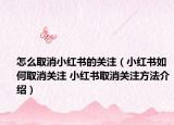 怎么取消小红书的关注（小红书如何取消关注 小红书取消关注方法介绍）