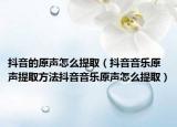 抖音的原声怎么提取（抖音音乐原声提取方法抖音音乐原声怎么提取）