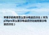 苹果手机电池怎么显示电量百分比（华为p30pro怎么显示电量百分比如何显示电量百分比）