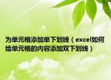 为单元格添加单下划线（excel如何给单元格的内容添加双下划线）