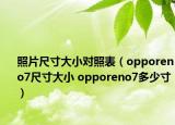 照片尺寸大小对照表（opporeno7尺寸大小 opporeno7多少寸）