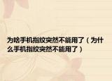 为啥手机指纹突然不能用了（为什么手机指纹突然不能用了）