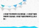 六年级下科学教学计划 教科版（六年级下册科学教学计划内容 六年级下册科学教学怎么写计划）