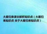 大雁归来课文解析知识点（大雁归来知识点 关于大雁归来知识点）