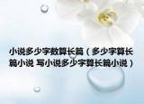 小说多少字数算长篇（多少字算长篇小说 写小说多少字算长篇小说）