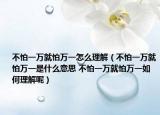 不怕一万就怕万一怎么理解（不怕一万就怕万一是什么意思 不怕一万就怕万一如何理解呢）