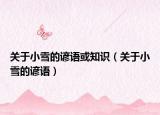 关于小雪的谚语或知识（关于小雪的谚语）