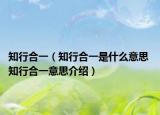 知行合一（知行合一是什么意思 知行合一意思介绍）