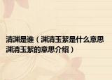 清渊是谁（渊清玉絜是什么意思 渊清玉絜的意思介绍）
