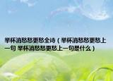 举杯消愁愁更愁全诗（举杯消愁愁更愁上一句 举杯消愁愁更愁上一句是什么）