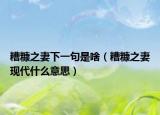 糟糠之妻下一句是啥（糟糠之妻现代什么意思）