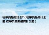 程序员是做什么?（程序员是做什么的 程序员主要是做什么的）