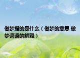 做梦指的是什么（做梦的意思 做梦词语的解释）