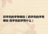 月字旁的字有哪些（酉字旁的字有哪些 酉字旁的字有什么）