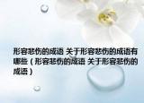 形容悲伤的成语 关于形容悲伤的成语有哪些（形容悲伤的成语 关于形容悲伤的成语）