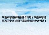 吹面不寒杨柳风是哪个诗句（吹面不寒杨柳风的全诗 吹面不寒杨柳风的全诗列述）