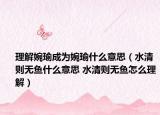 理解婉瑜成为婉瑜什么意思（水清则无鱼什么意思 水清则无鱼怎么理解）
