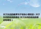 关于失恋的唯美句子说说心情短语（关于失恋的说说超感动 关于失恋的说说超感动有哪些）
