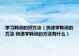 学习韩语的好方法（快速学韩语的方法 快速学韩语的方法有什么）