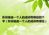形容独自一个人的成语有哪些四个字（形容独自一个人的成语有哪些）
