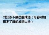 对知识不熟悉的成语（形容对知识不了解的成语大全）