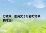方式单一的英文（形容方式单一的成语）