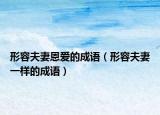 形容夫妻恩爱的成语（形容夫妻一样的成语）