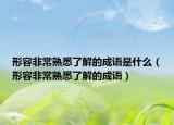 形容非常熟悉了解的成语是什么（形容非常熟悉了解的成语）
