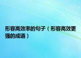 形容高效率的句子（形容高效更强的成语）