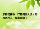 形容各种不一样的成语大全（形容各种不一样的成语）
