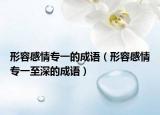形容感情专一的成语（形容感情专一至深的成语）