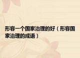 形容一个国家治理的好（形容国家治理的成语）