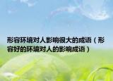 形容环境对人影响很大的成语（形容好的环境对人的影响成语）