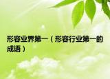 形容业界第一（形容行业第一的成语）