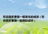 形容很多事情一起发生的成语（形容很多事情一起做的成语）