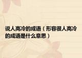 说人高冷的成语（形容很人高冷的成语是什么意思）