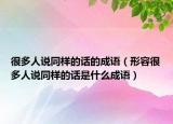 很多人说同样的话的成语（形容很多人说同样的话是什么成语）