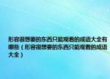 形容很想要的东西只能观看的成语大全有哪些（形容很想要的东西只能观看的成语大全）