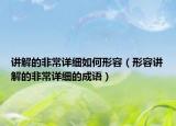 讲解的非常详细如何形容（形容讲解的非常详细的成语）