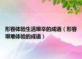 形容体验生活艰辛的成语（形容艰难体验的成语）