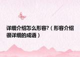 详细介绍怎么形容?（形容介绍很详细的成语）