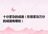 十分紧急的成语（形容紧急万分的成语有哪些）