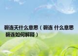 碧连天什么意思（碧连 什么意思 碧连如何解释）