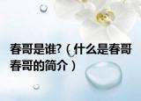 春哥是谁?（什么是春哥 春哥的简介）